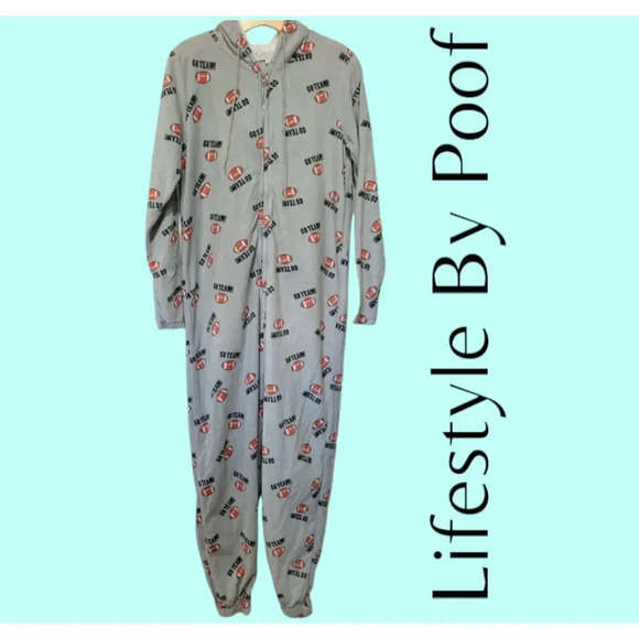 Warm & Cozy Lifestyle by Poof women's gray football onesie - medium pajamas - Picture 11 of 11